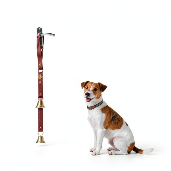 FOLKSMATE Dog Doorbell Leather Potty Training Bell Brass-1