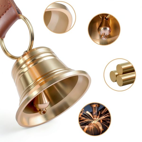 FOLKSMATE Dog Doorbell Leather Potty Training Bell Brass-4