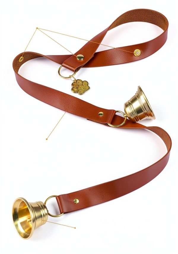 FOLKSMATE Dog Doorbell Leather Potty Training Bell Brass-2
