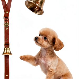 FOLKSMATE Dog Doorbell Leather Potty Training Bell Brass-0