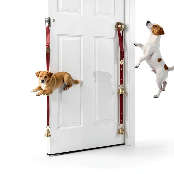 FOLKSMATE Dog Doorbell Leather Potty Training Bell Brass-6