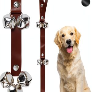 BORONG Dog Training Bell Leather Adjustable Pet Doorbell-0