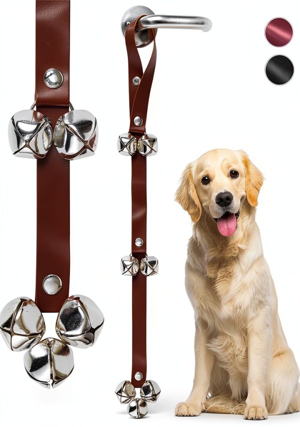 BORONG Dog Training Bell Leather Adjustable Pet Doorbell-0