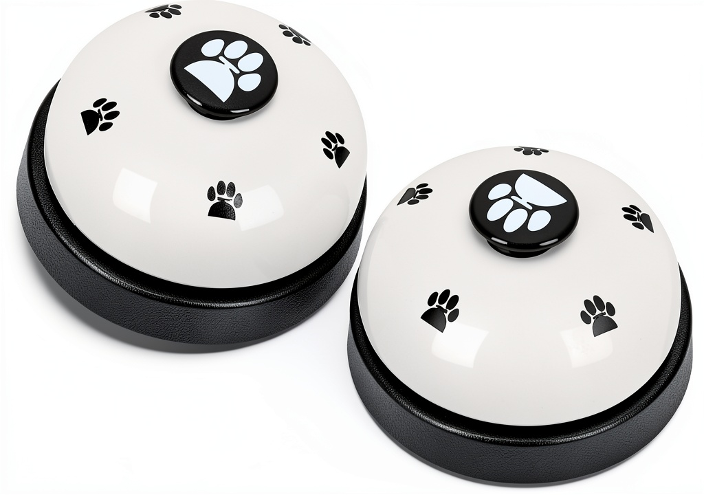 XC Dog Training Bell placed on a floor with a pet nearby