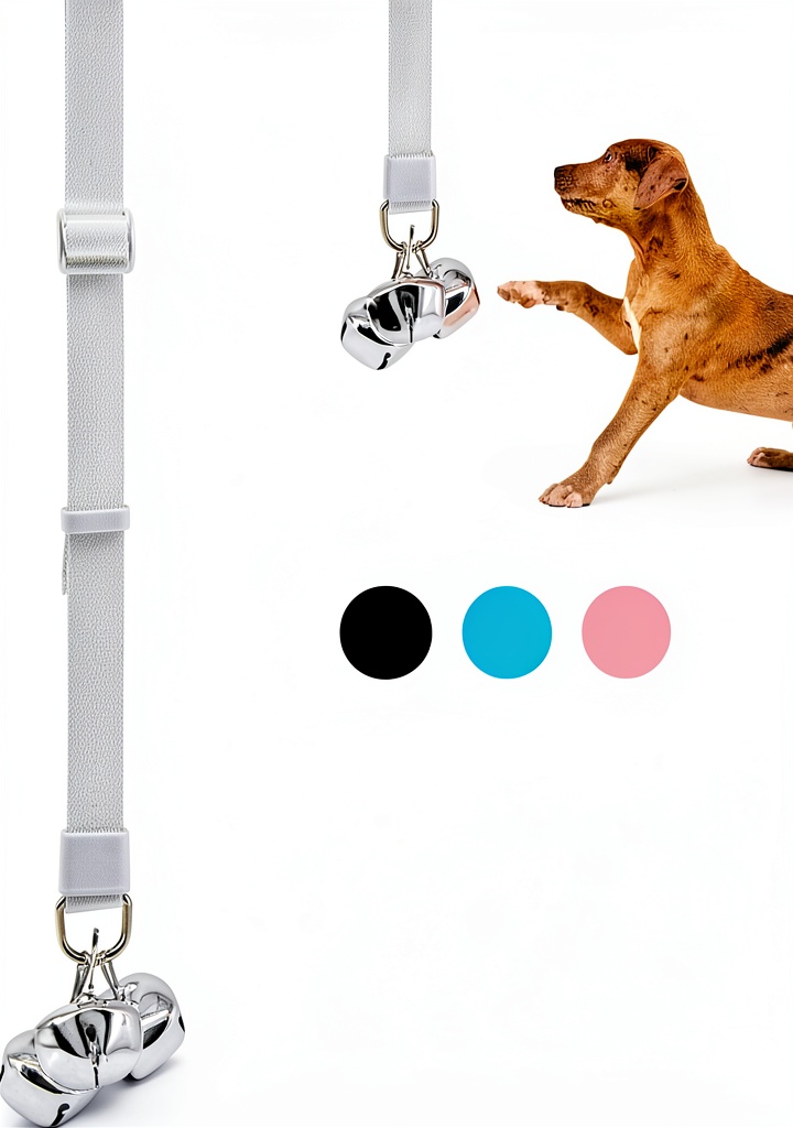 SVD Pet dog doorbell installed on a wooden door