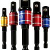 Hitefu 6PCS Impact Grade Socket Adapter Set, 1/4" 3/8" 1/2" Universal Drill Bit Socket Adapter for Impact Driver, Hex Shank Drill Adapters Driver Extension Screwdriver Drill Attachment-0