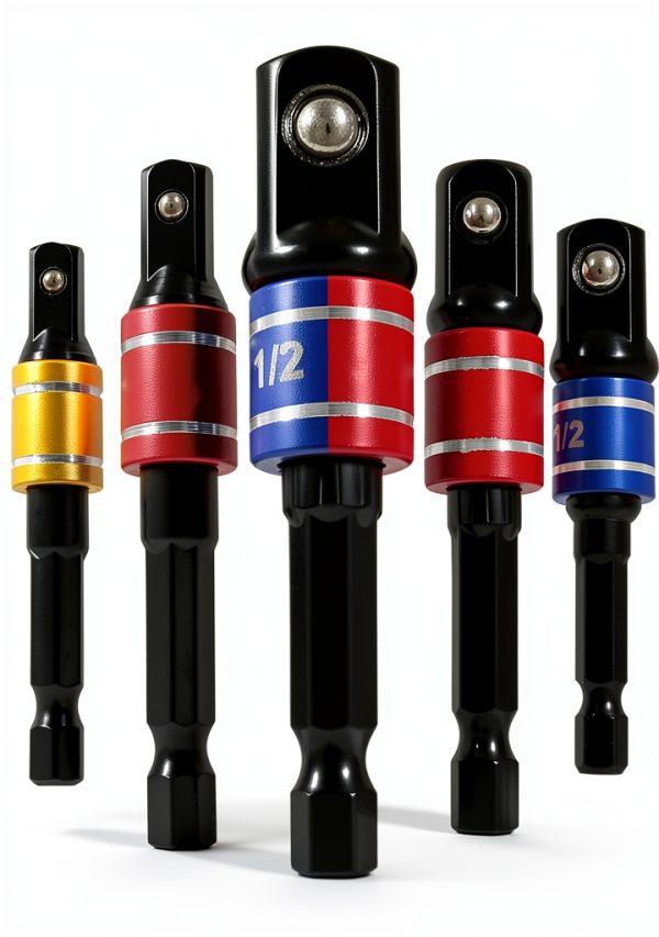 Hitefu 6PCS Impact Grade Socket Adapter Set, 1/4" 3/8" 1/2" Universal Drill Bit Socket Adapter for Impact Driver, Hex Shank Drill Adapters Driver Extension Screwdriver Drill Attachment-0