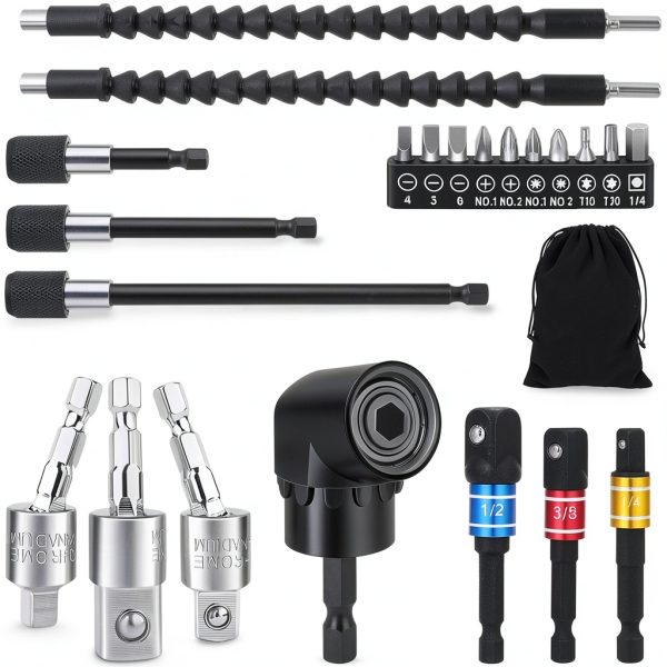 Flexible Drill Bit Extension 105 Angle 3 Piece Socket Adapter GALLIA-0