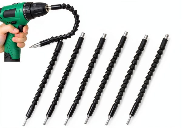 6 Pack Flexible Drill Bit Extension, 11.6 inch Superbit Screwdriver Flexible, Bendable Flexible Drill Bit Extension, Super Bit Flexible Shaft Extension Bits-0