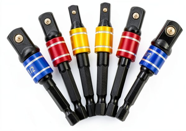 Hitefu 6PCS Impact Grade Socket Adapter Set, 1/4" 3/8" 1/2" Universal Drill Bit Socket Adapter for Impact Driver, Hex Shank Drill Adapters Driver Extension Screwdriver Drill Attachment-1