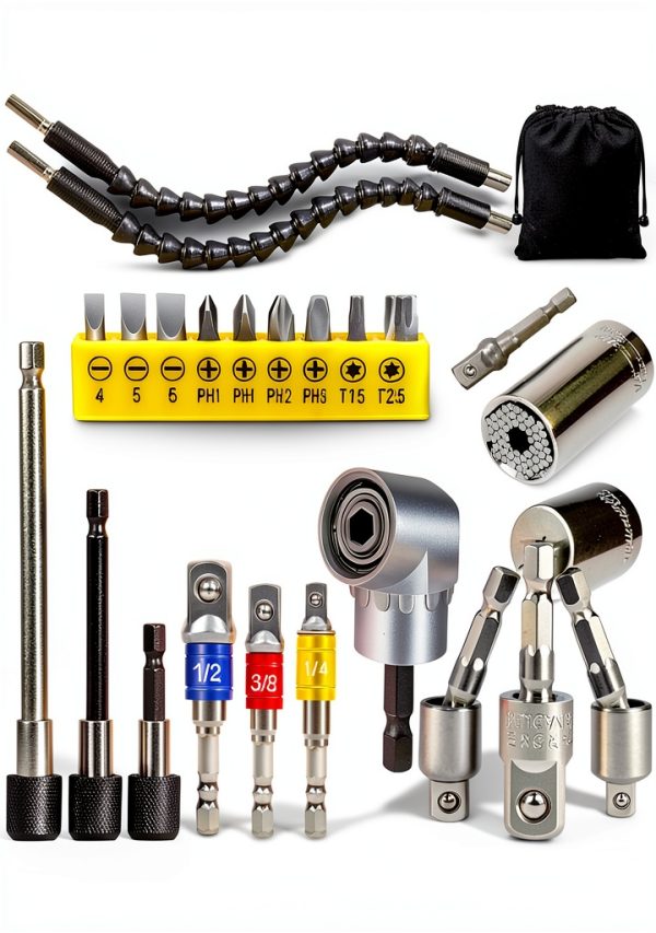 Flexible Drill Bit Extension Set FAWAIKTU 24pcs Hex 105° Right Angle-0